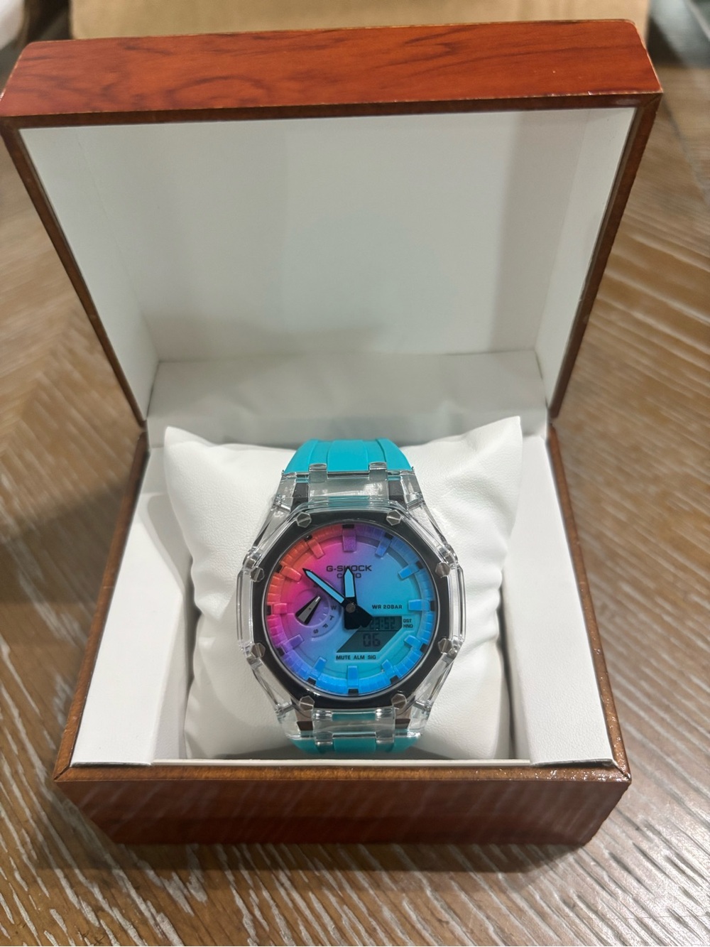 G-Shock Turquoise Strap Clear Case Rainbow Gradient Dial - Picture 1 of 3